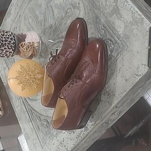 Vintage Italian lace up leather Derby  brown shoes 43